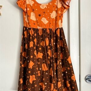 DOTDOT Smile Orange and Brown Ghost Print Dress